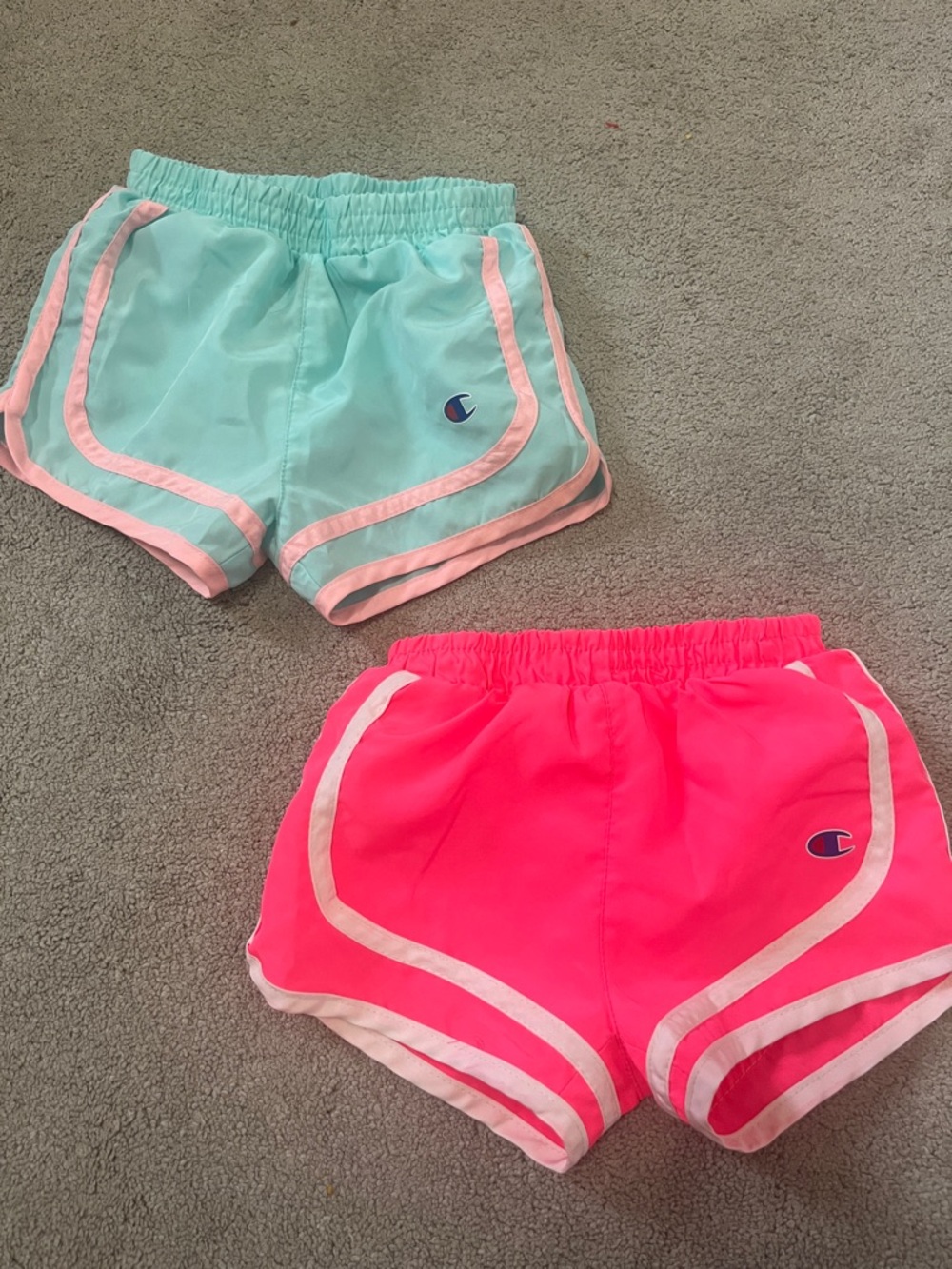 Champion Kids' Athletic Shorts in Mint Green and Neon Pink
